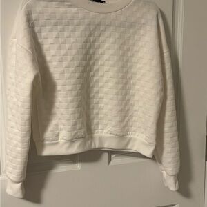 Paper Crane White Textured Crew Neck Sweater